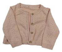 Světlerůžový propínací svetr s perforovaným vzorem George