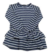 Tmavomodro-bílé pruhované bavlněné šaty 