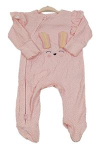 Světlerůžový puntíkatý overal se zajícem Dunnes