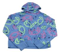 Modrofialovo-barevná crop mikina se Stitchem a kapucí Disney