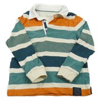 Bílo-zeleno-oranžové pruhované polo triko Nutmeg