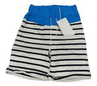Nové - Modro-bílo-černé pruhované teplákové kraťasy 