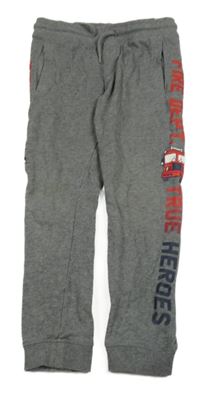 Tmavošedé melírované tepláky s hasiči C&A