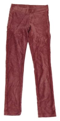 Růžové sametové žebrované tregíny Alive