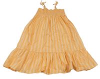 Meruňkové pruhované šaty se žabičkováním H&M