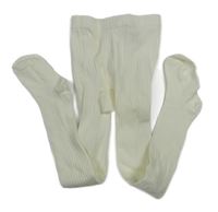 Smetanové žebrované punčocháče H&M