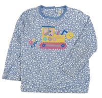 Modro-bílé květované pyžamové triko s bagrem Jojo Maman Bébé
