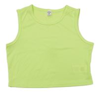 Neonově zelený žebrovaný crop top Shein