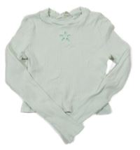 Mintové žebrované crop triko s kytičkou H&M