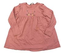 Růžové bavlněné šaty s kočičkou a volánky George 