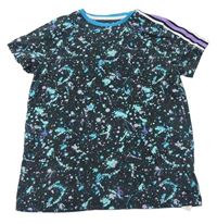Černo-modro-fialové vzorované tričko Next 