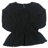 Černá šifonová tunika s puntíky H&M