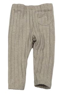 Béžové žebrované pletené kalhoty s kapsou Primark