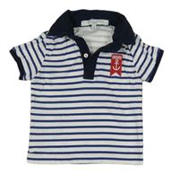 Tmavomodro-bílé pruhované polo tričko Silvian Heach