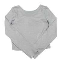 Nové - stříbrné žebrované crop triko zn. H&M