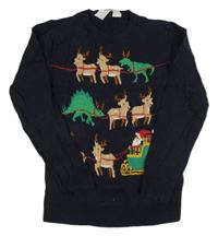 Tmavomodrý svetr s vánočním motivem H&M