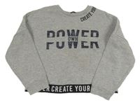 Šedá melírovaná crop mikina s nápisem George 