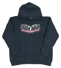 Tmavomodrá mikina s koníky a kapucí 