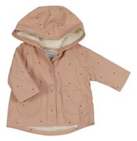 Světlerůžový nepromokavý zateplený kabát s puntíky Primark