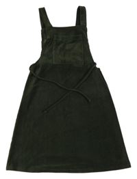 Tmavozelená sametová žebrovaná laclová sukně s páskem Jenna&Jessie