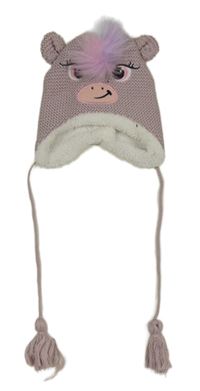 Světlefialová pletená zateplená čepice se zvířátkem Zeeman