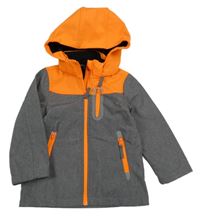 Šedo-neonově oranžová softshellová jarní bunda s kapucí Kiki&Koko