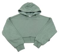 Zelenošedá crop mikina s kapucí Primark
