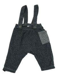 Tmavošedé froté tepláky s odepínacími kšandami Zara 