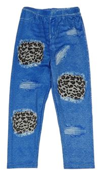 Modré legíny riflového vzhledu se vzorem 