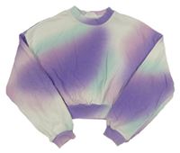 Fialovo-zeleno-bílá batikovaná crop mikina H&M