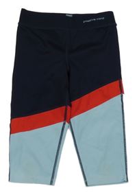 Tmavomodro-světlemodro-červené capri sportovní legíny 