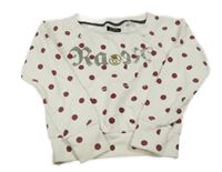 Bílá mikina s puntíky a nápisem