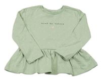 Světlezelená peplum mikina s puntíky a nápisem George 