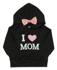 Černá mikina s nápisem a kapucí 