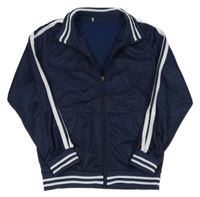 Tmavomodrá propínací sportovní mikina s proužky 