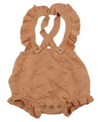 Oranžové pletené laclové kraťasy s bambulkami George