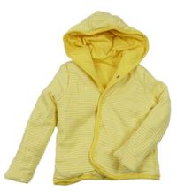 Žluto-bílý pruhovaný bavlněný zateplený kabátek s kapucí Lupilu
