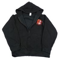 Černá propínací mikina s potiskem a kapucí Awdis