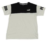 Bílo-černé tričko s logem Puma
