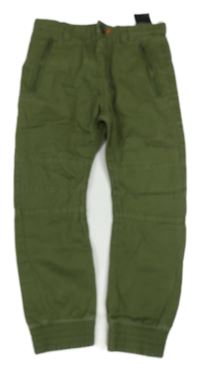 Khaki plátěné cuff kalhoty H&M