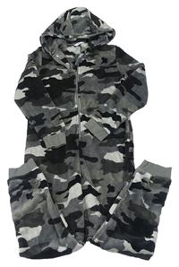 Šedo-černá army plyšová kombinéza s kapucí M&S
