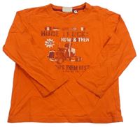 Tmavooranžové triko s kamionem a nápisy TOM TAILOR
