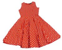 Červeno-bílé puntíkaté plátěné šaty blackbutterfly