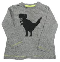 Šedé melírované triko s dinosaurem Kiki&Koko