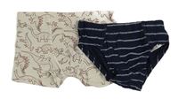 2Set - Světlebéžové trenýrky s dinosaury zn. H&M + tmavomodro/bílé pruhované/vzorované slipy zn. C&A