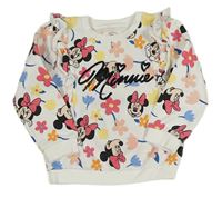 Bílá mikina s Minnie a nápisem z flitrů a volánky C&A