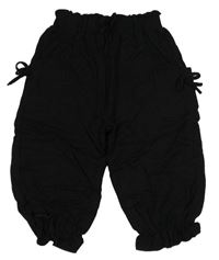 Černé cargo capri paper bag kalhoty s mašlí 