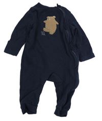 Tmavomodrý žebrovaný overal s medvídkem M&S