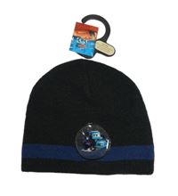 Nové - černá pletená čepice s Cars a pruhem Disney