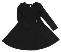 Černé vzorované šaty se zipy 